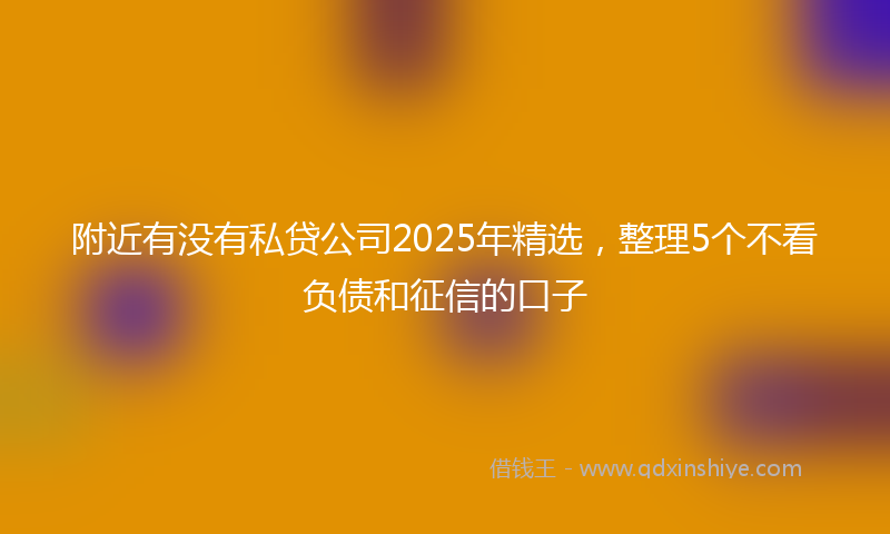附近有没有私贷公司2025年精选，整理5个不看负债和征信的口子