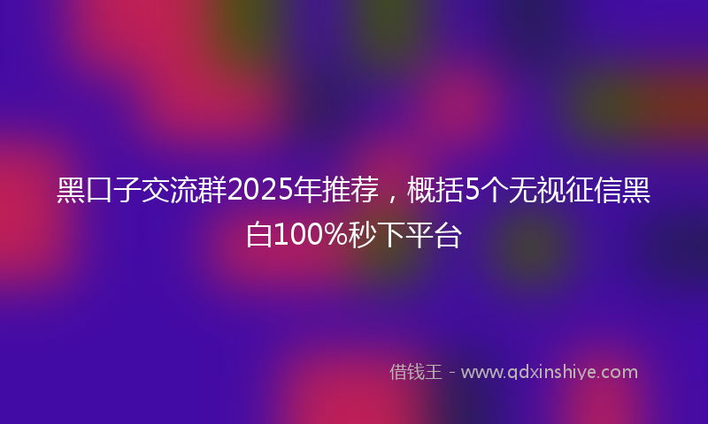 黑口子交流群2025年推荐，概括5个无视征信黑白100%秒下平台
