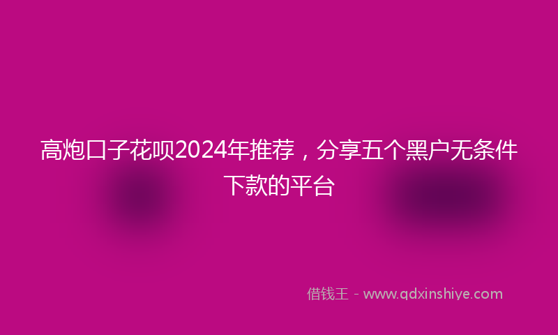 高炮口子花呗2024年推荐，分享五个黑户无条件下款的平台