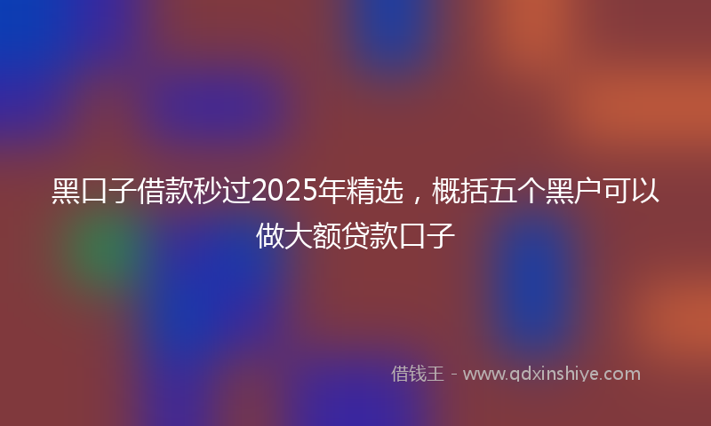黑口子借款秒过2025年精选，概括五个黑户可以做大额贷款口子