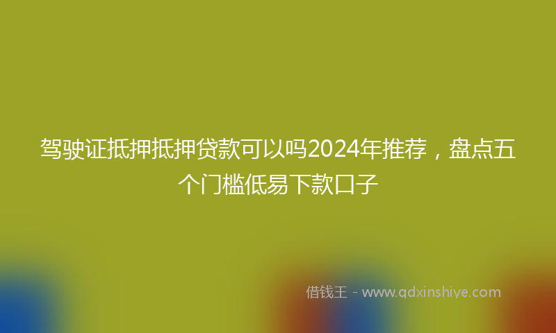 驾驶证抵押抵押贷款可以吗2024年推荐，盘点五个门槛低易下款口子