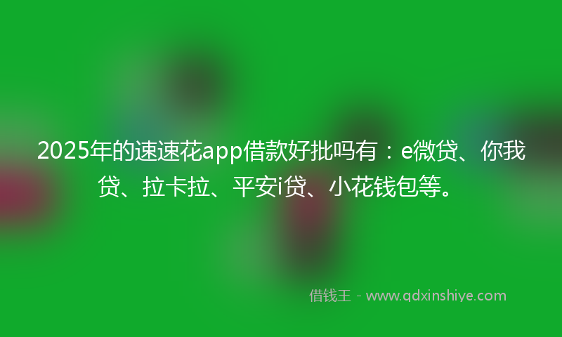 2025年的速速花app借款好批吗有：e微贷、你我贷、拉卡拉、平安i贷、小花钱包等。