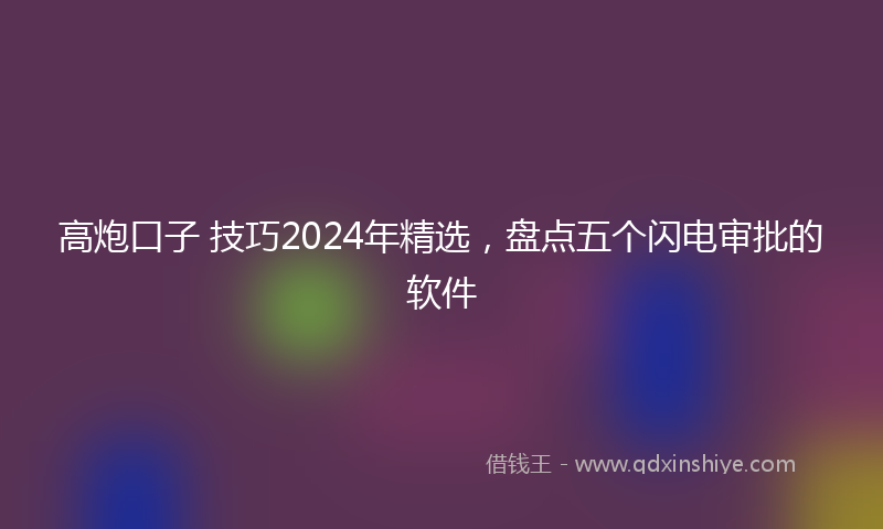 高炮口子 技巧2024年精选，盘点五个闪电审批的软件