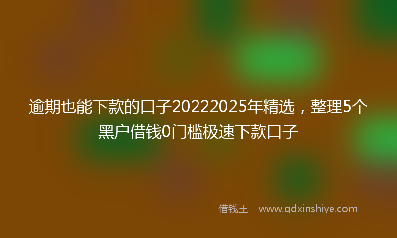 逾期也能下款的口子20222025年精选，整理5个黑户借钱0门槛极速下款口子