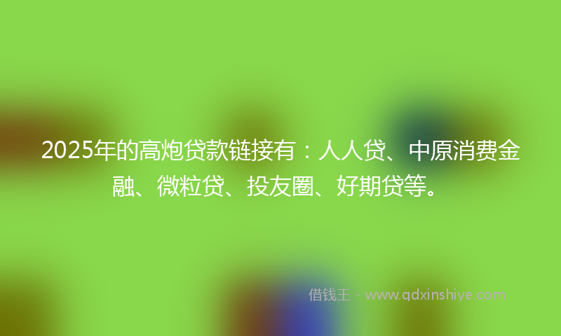 2025年的高炮贷款链接有：人人贷、中原消费金融、微粒贷、投友圈、好期贷等。