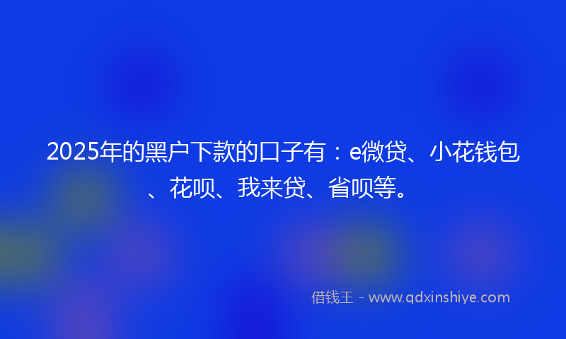 2025年的黑户下款的口子有：e微贷、小花钱包、花呗、我来贷、省呗等。
