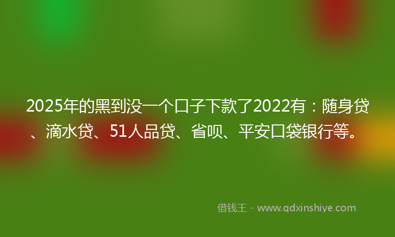 2025年的黑到没一个口子下款了2022有：随身贷、滴水贷、51人品贷、省呗、平安口袋银行等。