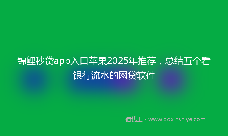 锦鲤秒贷app入口苹果2025年推荐，总结五个看银行流水的网贷软件