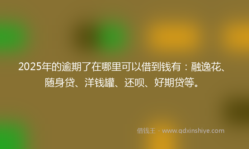 2025年的逾期了在哪里可以借到钱有：融逸花、随身贷、洋钱罐、还呗、好期贷等。