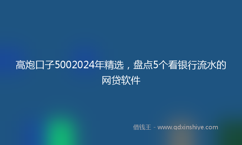 高炮口子5002024年精选，盘点5个看银行流水的网贷软件
