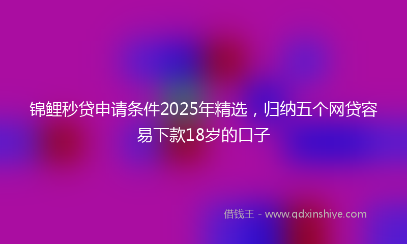 锦鲤秒贷申请条件2025年精选，归纳五个网贷容易下款18岁的口子