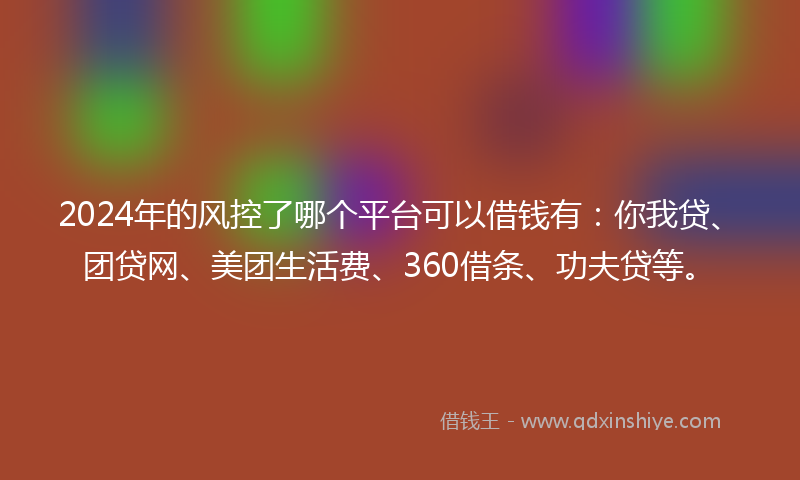 2024年的风控了哪个平台可以借钱有：你我贷、团贷网、美团生活费、360借条、功夫贷等。