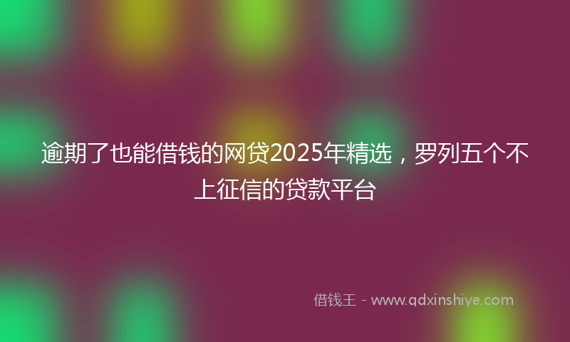 逾期了也能借钱的网贷2025年精选，罗列五个不上征信的贷款平台