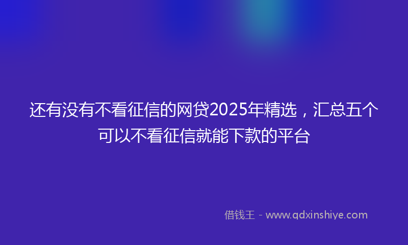 还有没有不看征信的网贷2025年精选，汇总五个可以不看征信就能下款的平台