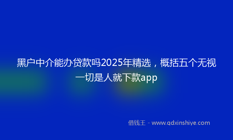 黑户中介能办贷款吗2025年精选，概括五个无视一切是人就下款app