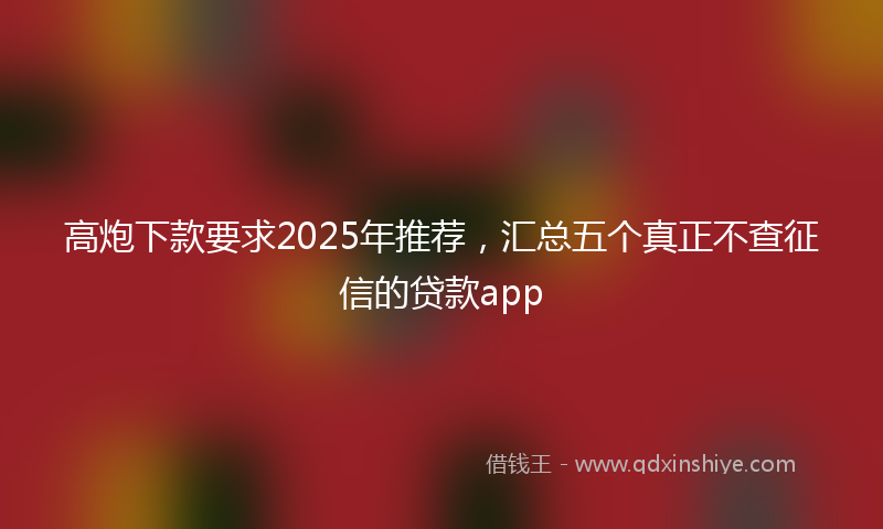 高炮下款要求2025年推荐，汇总五个真正不查征信的贷款app
