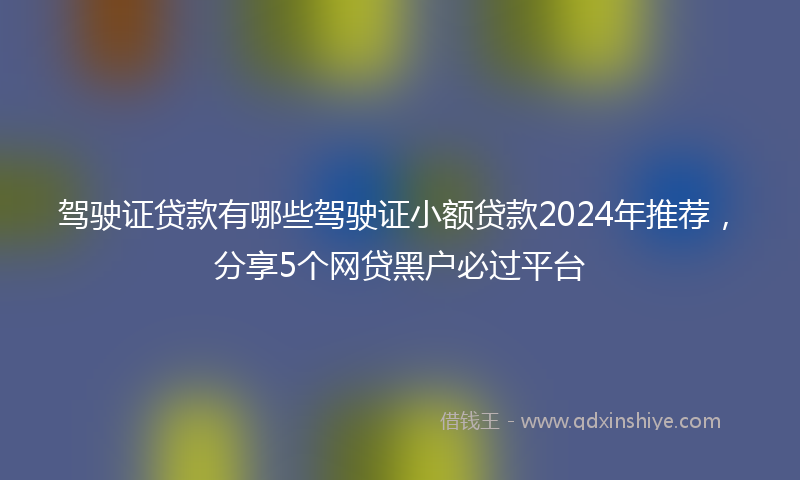 驾驶证贷款有哪些驾驶证小额贷款2024年推荐，分享5个网贷黑户必过平台