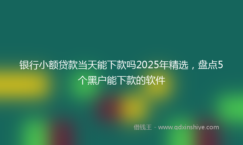 银行小额贷款当天能下款吗2025年精选，盘点5个黑户能下款的软件