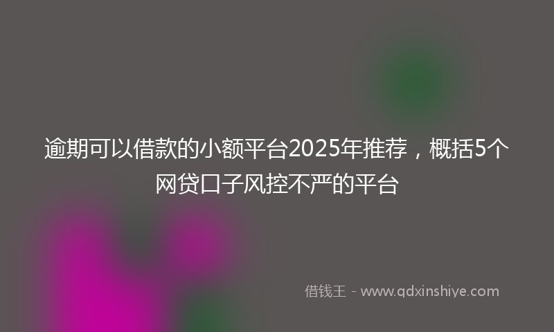 逾期可以借款的小额平台2025年推荐，概括5个网贷口子风控不严的平台