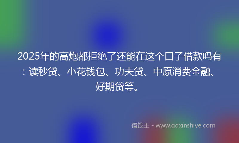 2025年的高炮都拒绝了还能在这个口子借款吗有：读秒贷、小花钱包、功夫贷、中原消费金融、好期贷等。