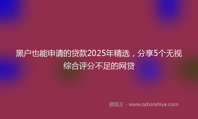 黑户也能申请的贷款2025年精选，分享5个无视综合评分不足的网贷