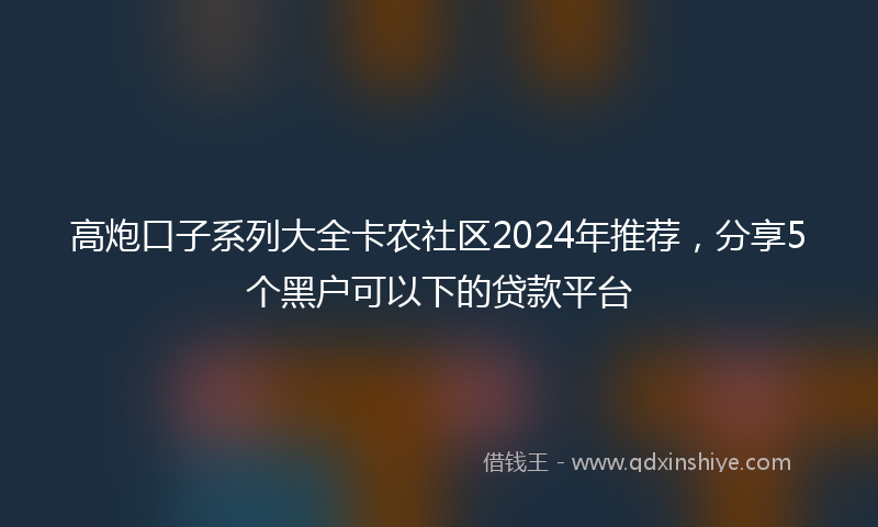 高炮口子系列大全卡农社区2024年推荐，分享5个黑户可以下的贷款平台