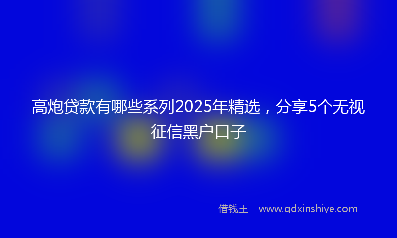 高炮贷款有哪些系列2025年精选，分享5个无视征信黑户口子
