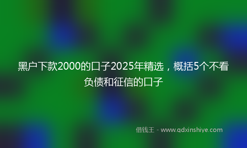 黑户下款2000的口子2025年精选，概括5个不看负债和征信的口子