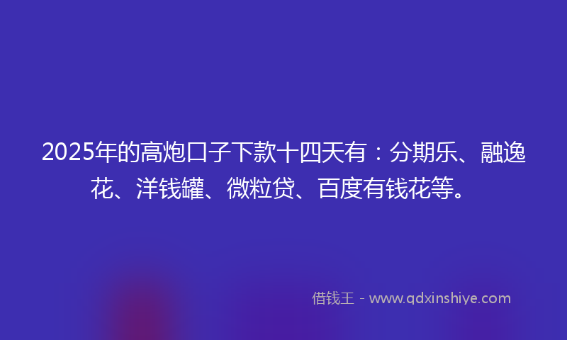 2025年的高炮口子下款十四天有：分期乐、融逸花、洋钱罐、微粒贷、百度有钱花等。