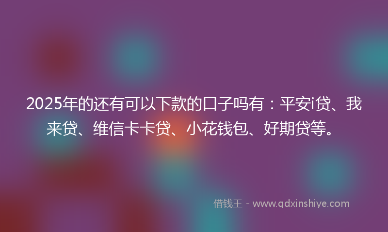 2025年的还有可以下款的口子吗有：平安i贷、我来贷、维信卡卡贷、小花钱包、好期贷等。