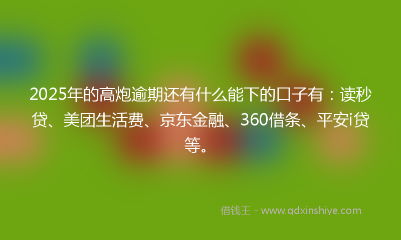 2025年的高炮逾期还有什么能下的口子有：读秒贷、美团生活费、京东金融、360借条、平安i贷等。