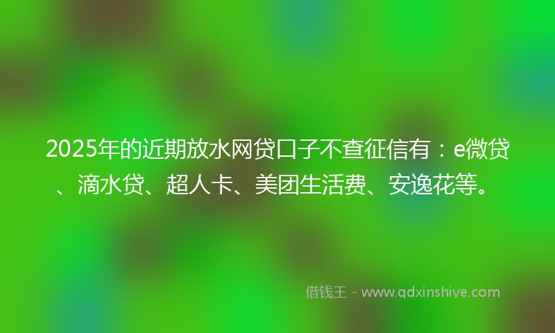 2025年的近期放水网贷口子不查征信有：e微贷、滴水贷、超人卡、美团生活费、安逸花等。