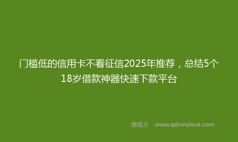 门槛低的信用卡不看征信2025年推荐，总结5个18岁借款神器快速下款平台
