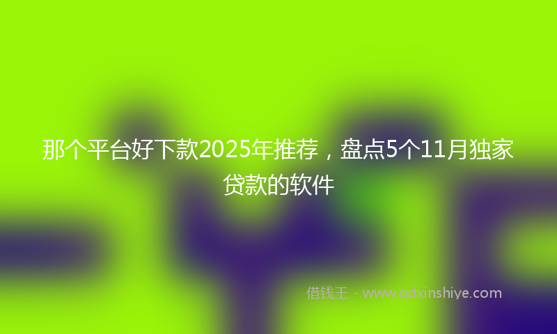那个平台好下款2025年推荐，盘点5个11月独家贷款的软件