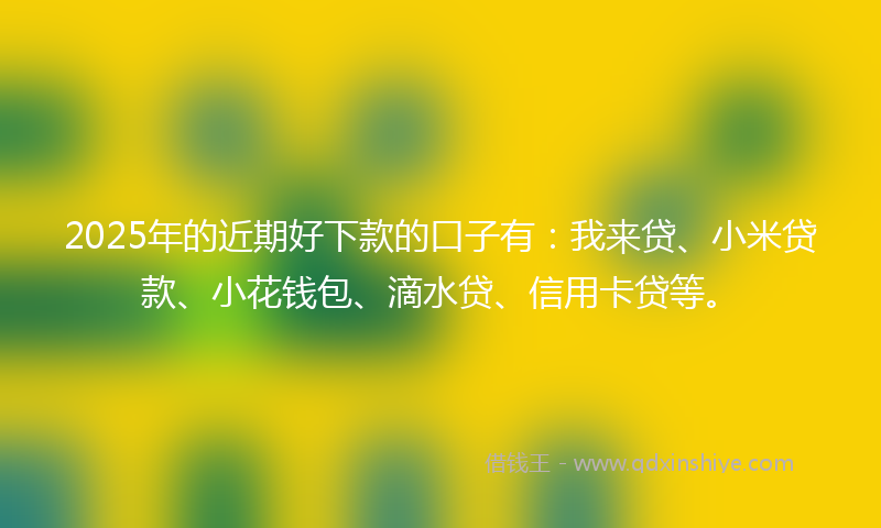 2025年的近期好下款的口子有：我来贷、小米贷款、小花钱包、滴水贷、信用卡贷等。