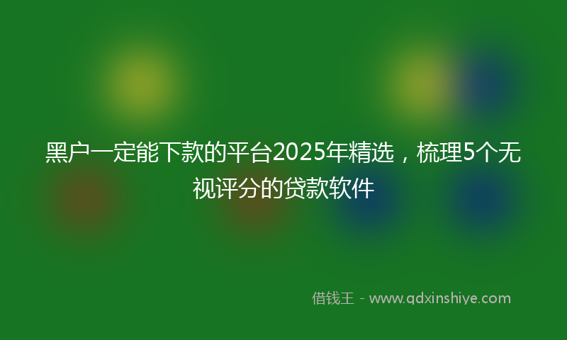 黑户一定能下款的平台2025年精选，梳理5个无视评分的贷款软件