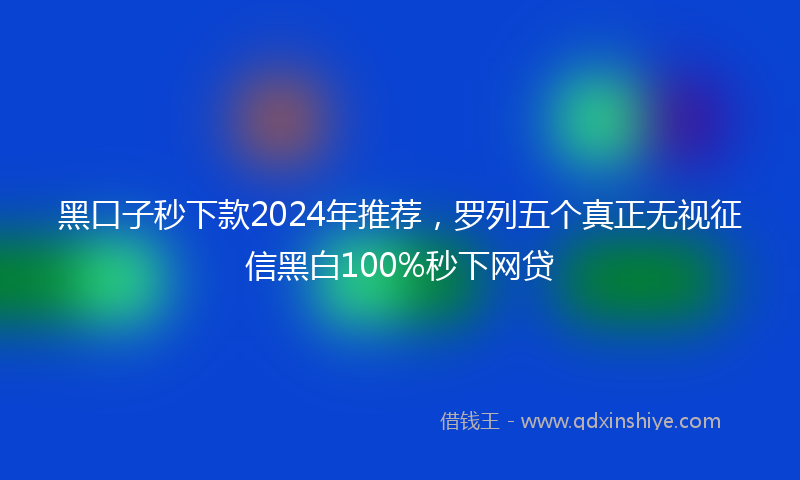 黑口子秒下款2024年推荐，罗列五个真正无视征信黑白100%秒下网贷