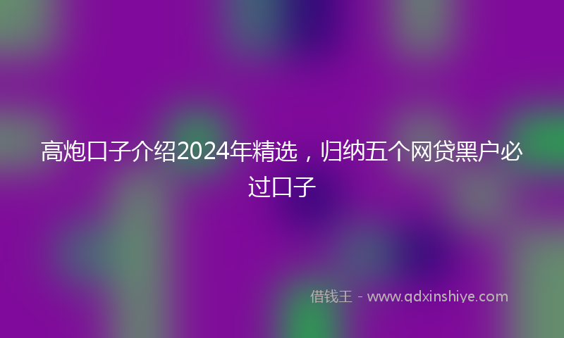 高炮口子介绍2024年精选，归纳五个网贷黑户必过口子