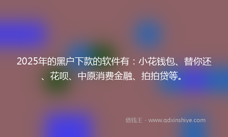 2025年的黑户下款的软件有：小花钱包、替你还、花呗、中原消费金融、拍拍贷等。