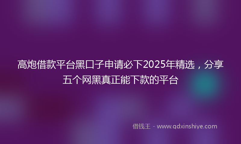 高炮借款平台黑口子申请必下2025年精选，分享五个网黑真正能下款的平台