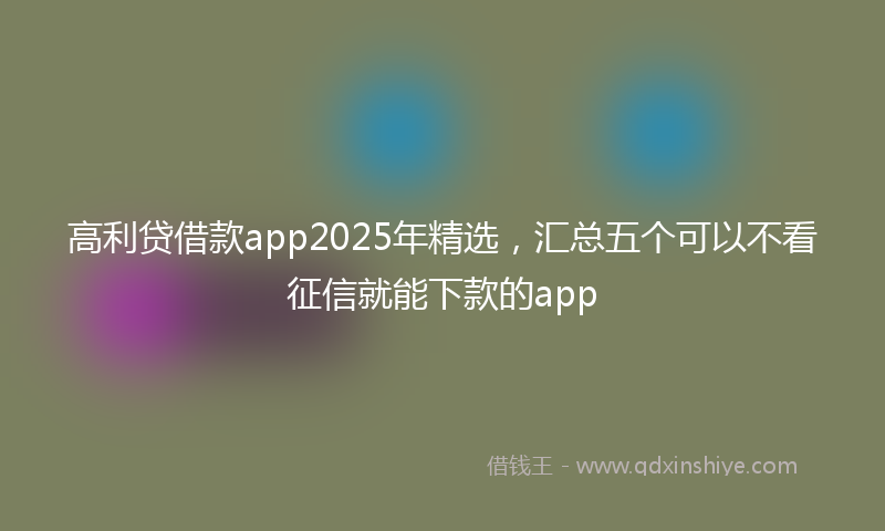 高利贷借款app2025年精选，汇总五个可以不看征信就能下款的app