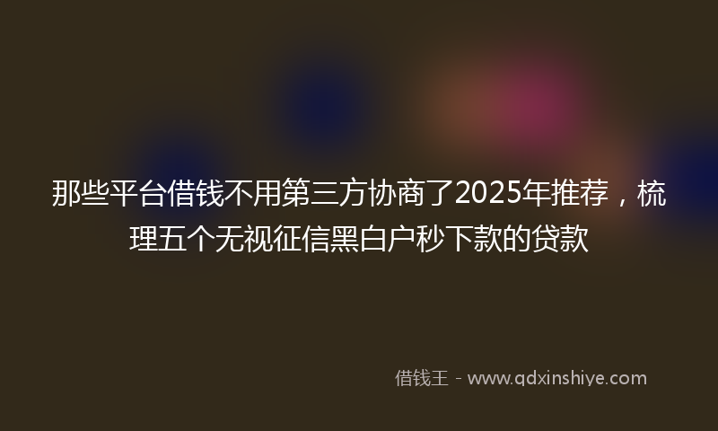 那些平台借钱不用第三方协商了2025年推荐，梳理五个无视征信黑白户秒下款的贷款
