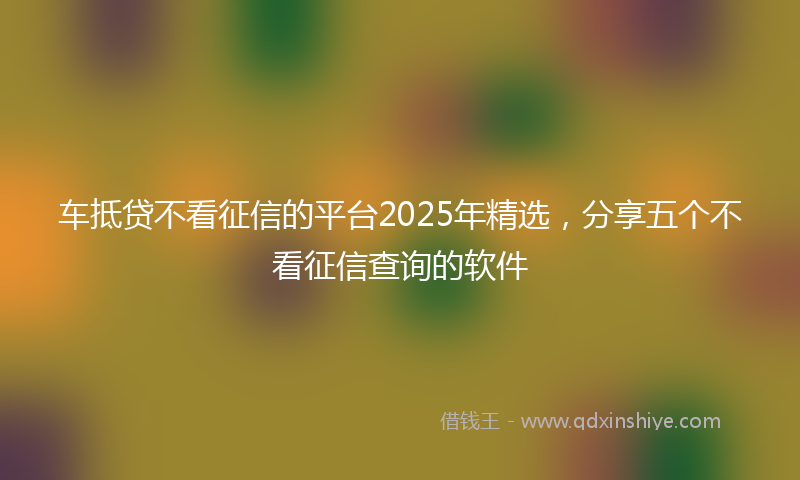 车抵贷不看征信的平台2025年精选，分享五个不看征信查询的软件