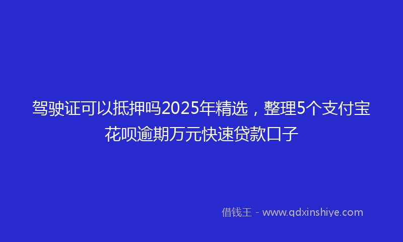 驾驶证可以抵押吗2025年精选，整理5个支付宝花呗逾期万元快速贷款口子