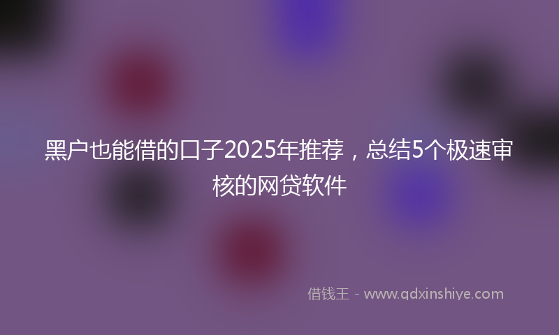 黑户也能借的口子2025年推荐，总结5个极速审核的网贷软件