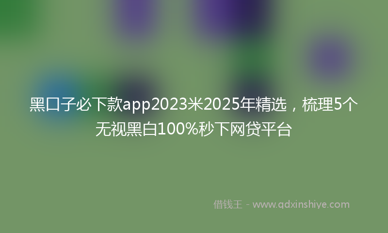 黑口子必下款app2023米2025年精选，梳理5个无视黑白100%秒下网贷平台