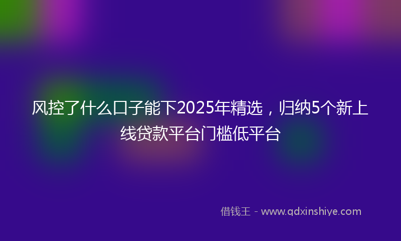 风控了什么口子能下2025年精选，归纳5个新上线贷款平台门槛低平台