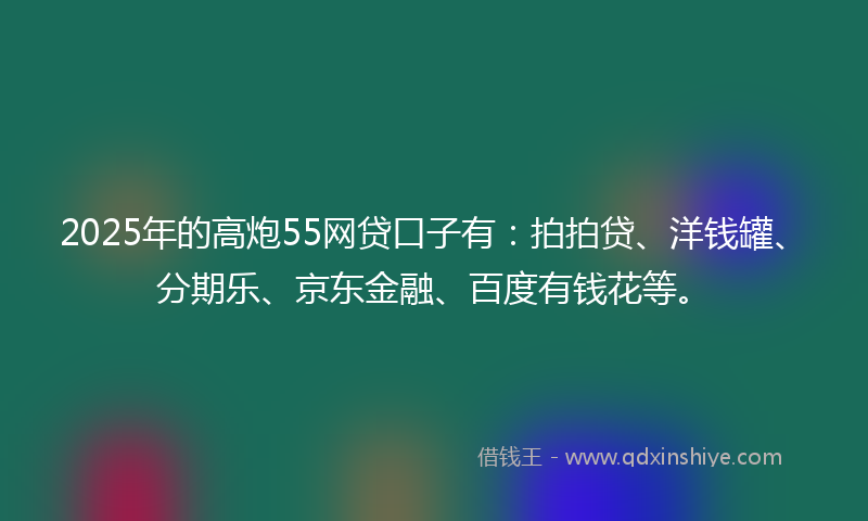 2025年的高炮55网贷口子有：拍拍贷、洋钱罐、分期乐、京东金融、百度有钱花等。