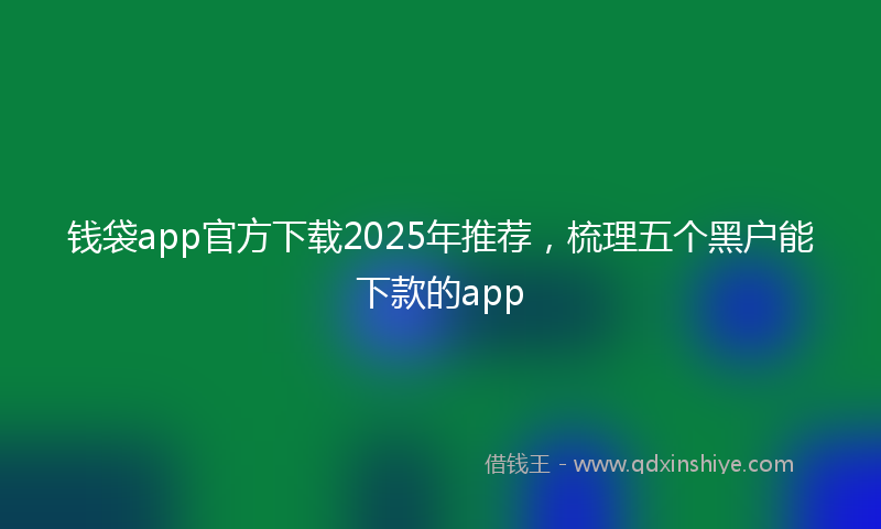 钱袋app官方下载2025年推荐，梳理五个黑户能下款的app