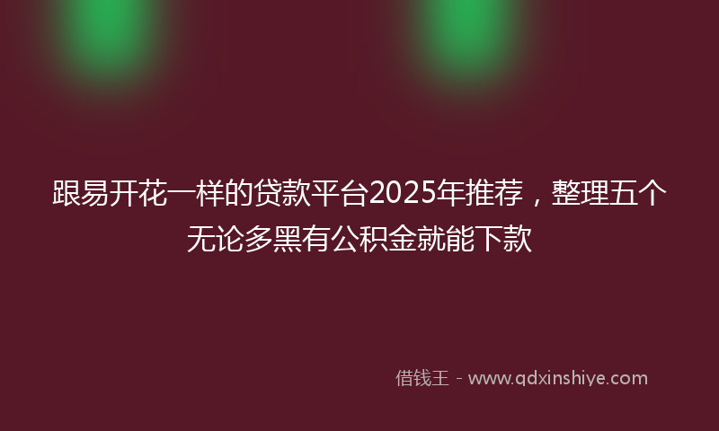 跟易开花一样的贷款平台2025年推荐，整理五个无论多黑有公积金就能下款